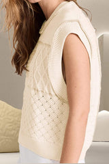 Cable-Knit Round Neck Sweater Vest - Trendsi - Flyclothing LLC
