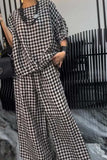 Full Size Plaid Round Neck Half Sleeve Top and Pants Set - Trendsi - Flyclothing LLC