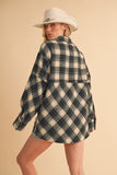 Aemi + Co Slit Plaid Half Zip Drop Shoulder Top - Trendsi