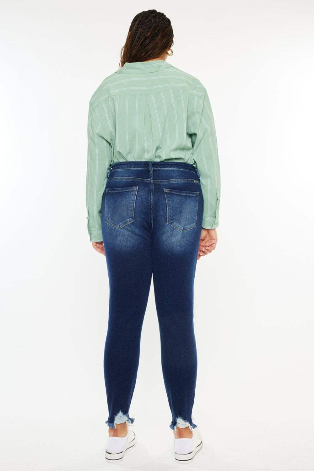 Kancan Full Size High Rise Frayed Ankle Skinny Jeans - Trendsi - Flyclothing LLC