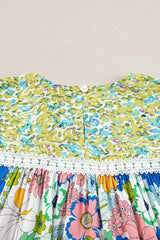 Printed Round Neck Puff Sleeve Blouse - Trendsi - Flyclothing LLC