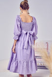 BiBi Swiss Dot Flounce Sleeve Smocked Tiered Midi Dress - Trendsi
