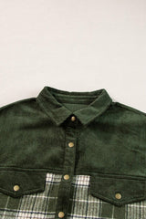 Snap Down Collared Neck Plaid Shacket - Trendsi - Flyclothing LLC