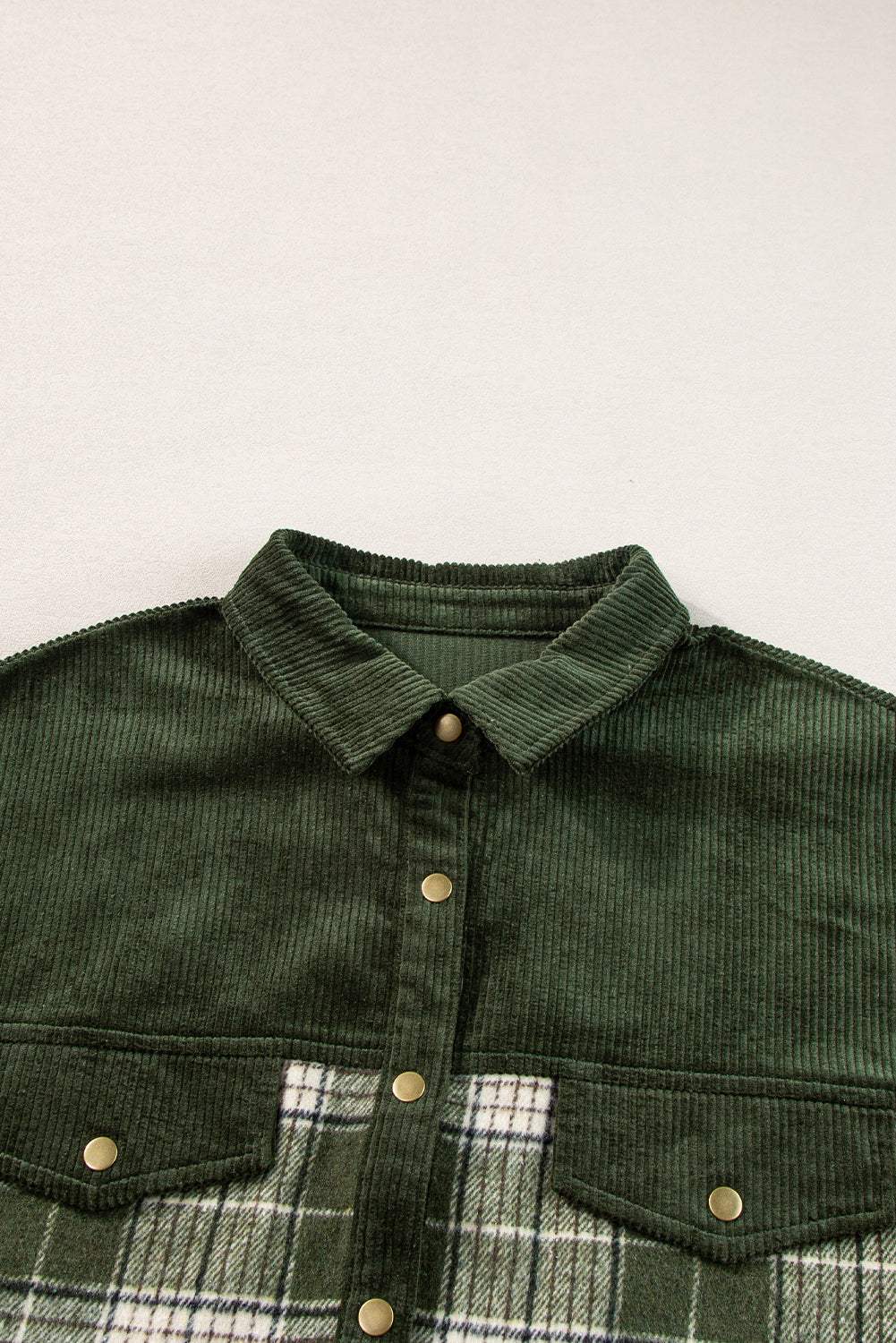 Snap Down Collared Neck Plaid Shacket - Trendsi - Flyclothing LLC