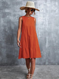 Tiered Round Neck Sleeveless Mini Tank Dress - Trendsi