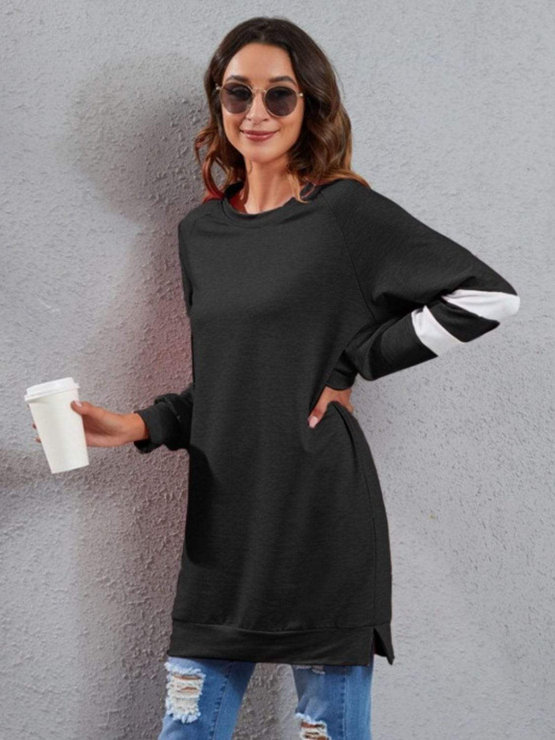 Full Size Striped Round Neck Long Sleeve T-Shirt - Trendsi - Flyclothing LLC