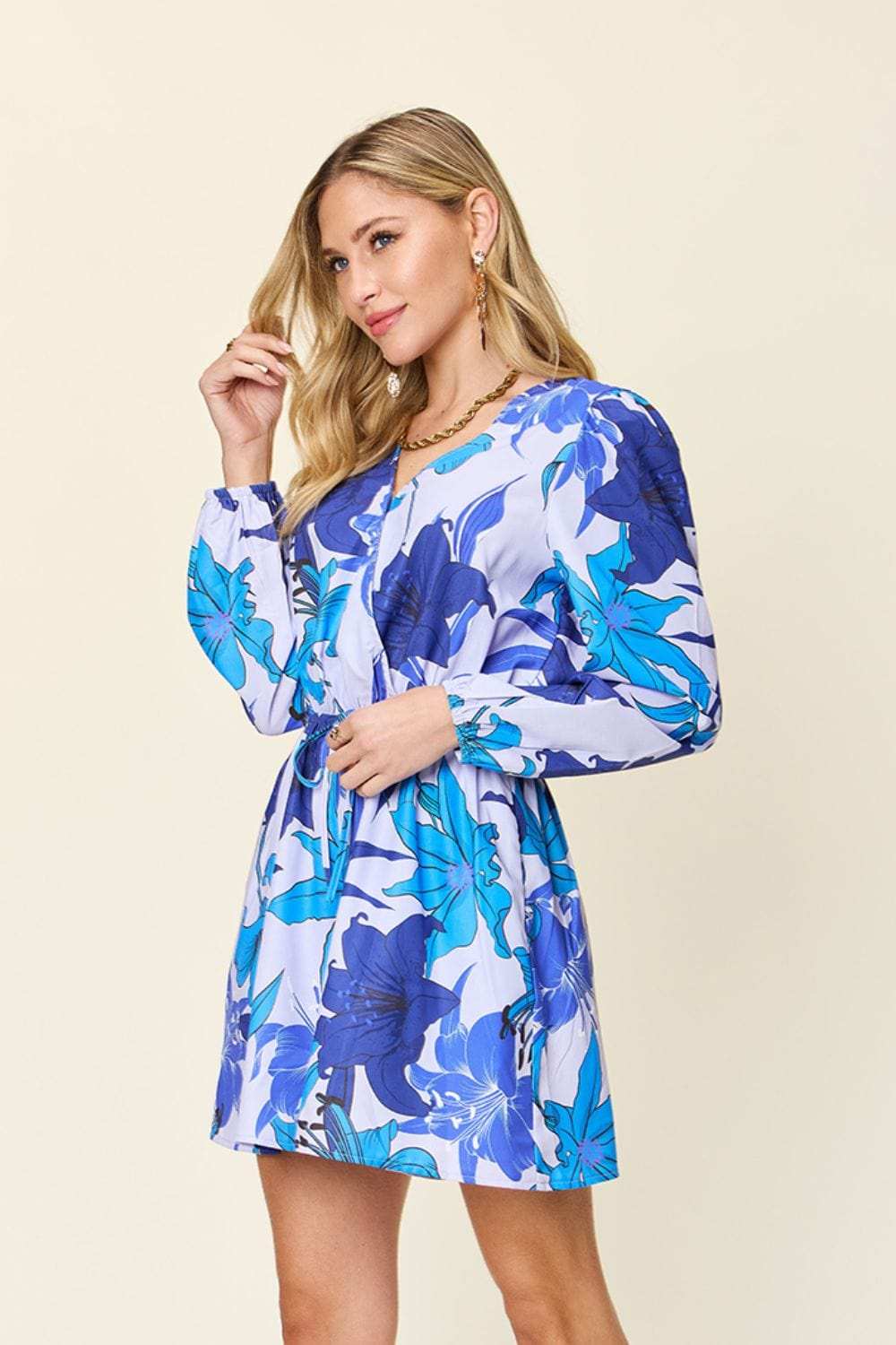 Double Take Full Size Floral Long Sleeve Romper with Pockets - Trendsi - Flyclothing LLC