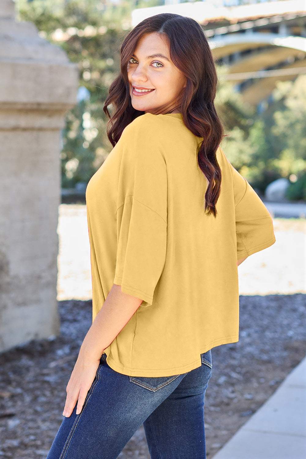 Basic Bae Bamboo Full Size Round Neck Drop Shoulder T-Shirt - Trendsi - Flyclothing LLC