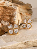 Stainless Steel Zircon Lucky Clover Earrings - Trendsi