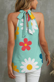 Flower Grecian Neck Tank - Trendsi
