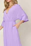 Double Take Full Size Surplice Wide Leg Jumpsuit with Pockets - Trendsi - Flyclothing LLC