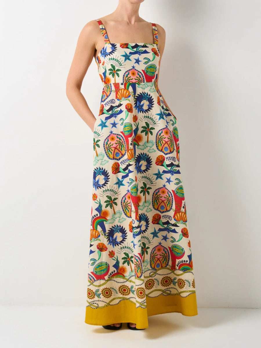 Printed Square Neck Maxi Dress - Trendsi - Flyclothing LLC