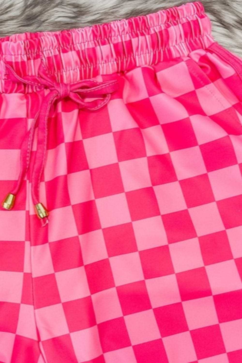 Drawstring Checkered Shorts with Pockets - Trendsi - Flyclothing LLC