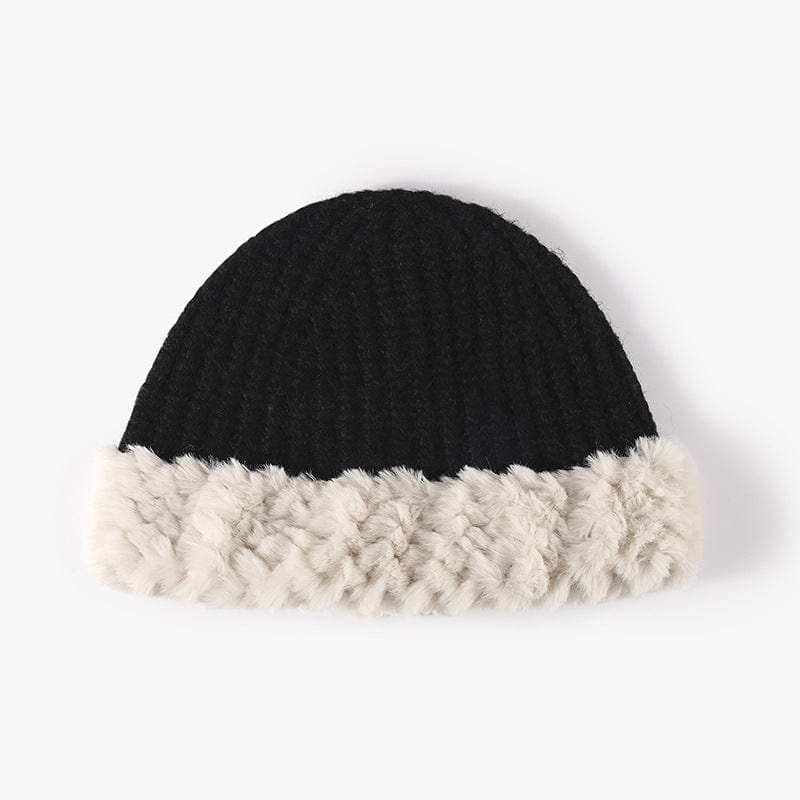 Fuzzy Hem Knit Hat - Trendsi - Flyclothing LLC