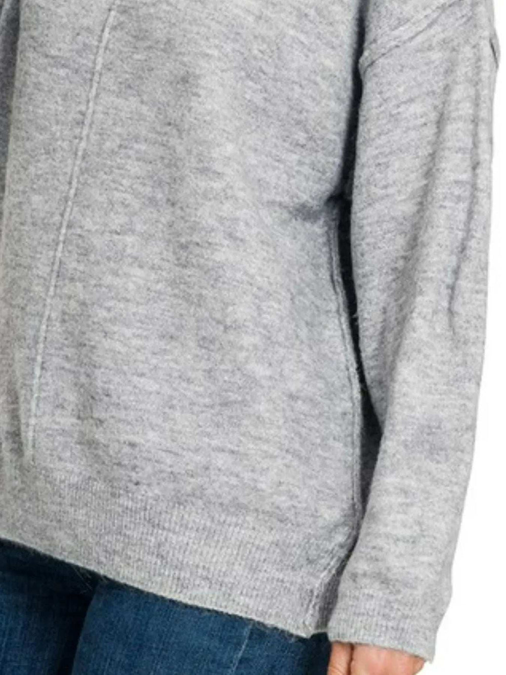 Zenana Melange Front Seam Round-Neck Sweater - Trendsi - Flyclothing LLC