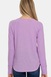 Zenana Waffle Long Sleeve T-Shirt - Trendsi - Flyclothing LLC