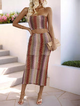 Printed Tube Top & Midi Skirt Set - Trendsi - Flyclothing LLC