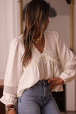 Lace Trim V-Neck Blouse - Trendsi - Flyclothing LLC