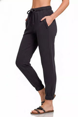 Zenana Fleece Drawstring Joggers With Pocket - Trendsi - Flyclothing LLC