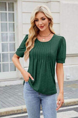 Round Neck Short Sleeve T-Shirt - Trendsi - Flyclothing LLC