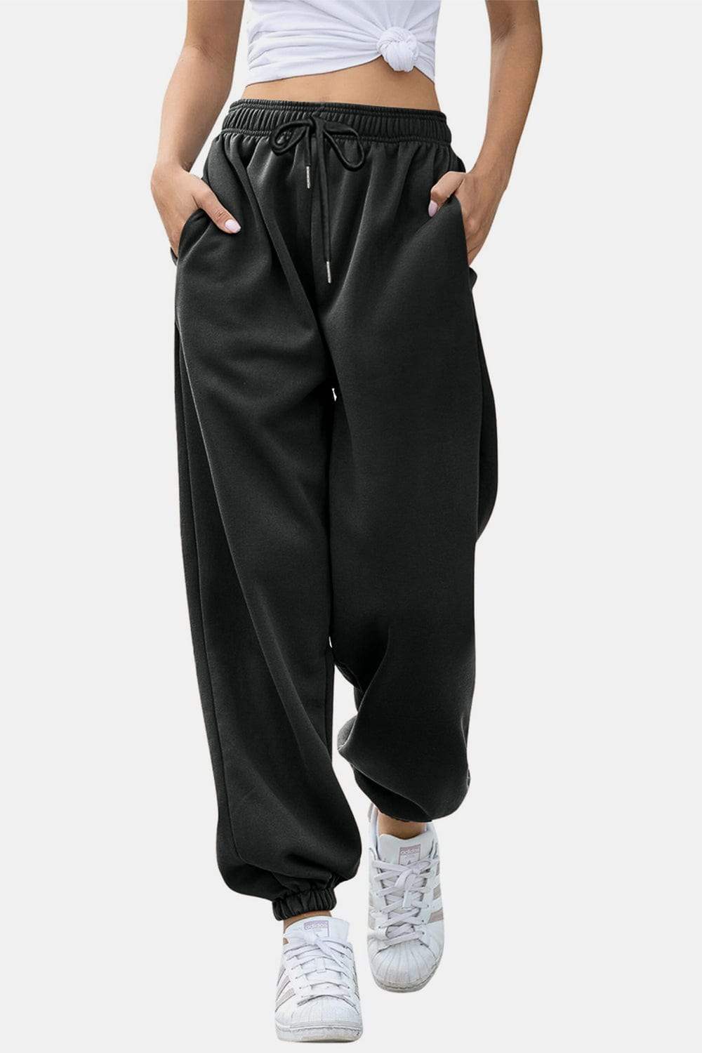Elastic Waist Joggers with Pockets - Trendsi - Flyclothing LLC