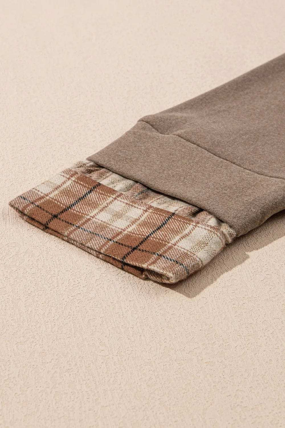 Drawstring Plaid Turtleneck Long Sleeve Top - Trendsi - Flyclothing LLC