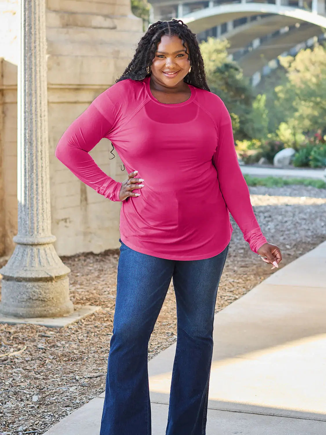 Basic Bae Full Size Round Neck Long Sleeve T-Shirt - ShopBasicbae - Flyclothing LLC