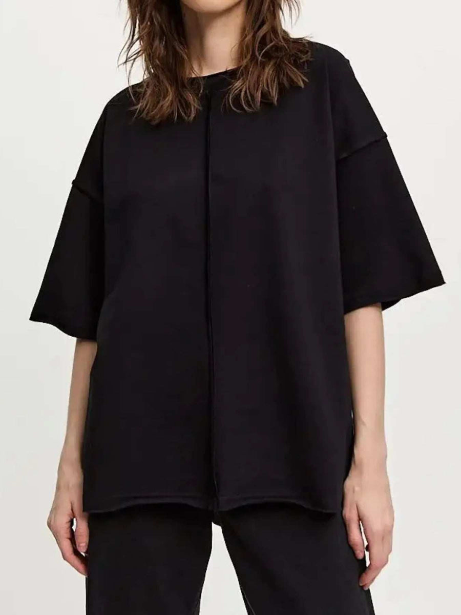 Round Neck Half Sleeve T-Shirt - Trendsi - Flyclothing LLC