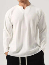 Men's Plus Size Notched Long Sleeve Top - Trendsi - Flyclothing LLC