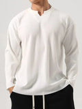 Men's Plus Size Notched Long Sleeve Top - Trendsi