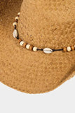 Fame Beaded Cowrie Shell Straw Weave Western Cowboy Hat - Trendsi - Flyclothing LLC