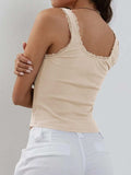 Lace Detail Square Neck Tank - Trendsi - Flyclothing LLC