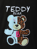 Children's Teddy Bear Round Neck Top and Pants Set - Trendsi