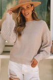 Cable-Knit Round Neck Dropped Shoulder Sweater - Trendsi - Flyclothing LLC