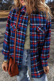 Pocketed Plaid Collared Neck Long Sleeve Shacket - Trendsi - Flyclothing LLC