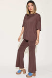 Basic Bae Full Size Bamboo Drop Shoulder T-Shirt and Flare Pants Set - Trendsi - Flyclothing LLC