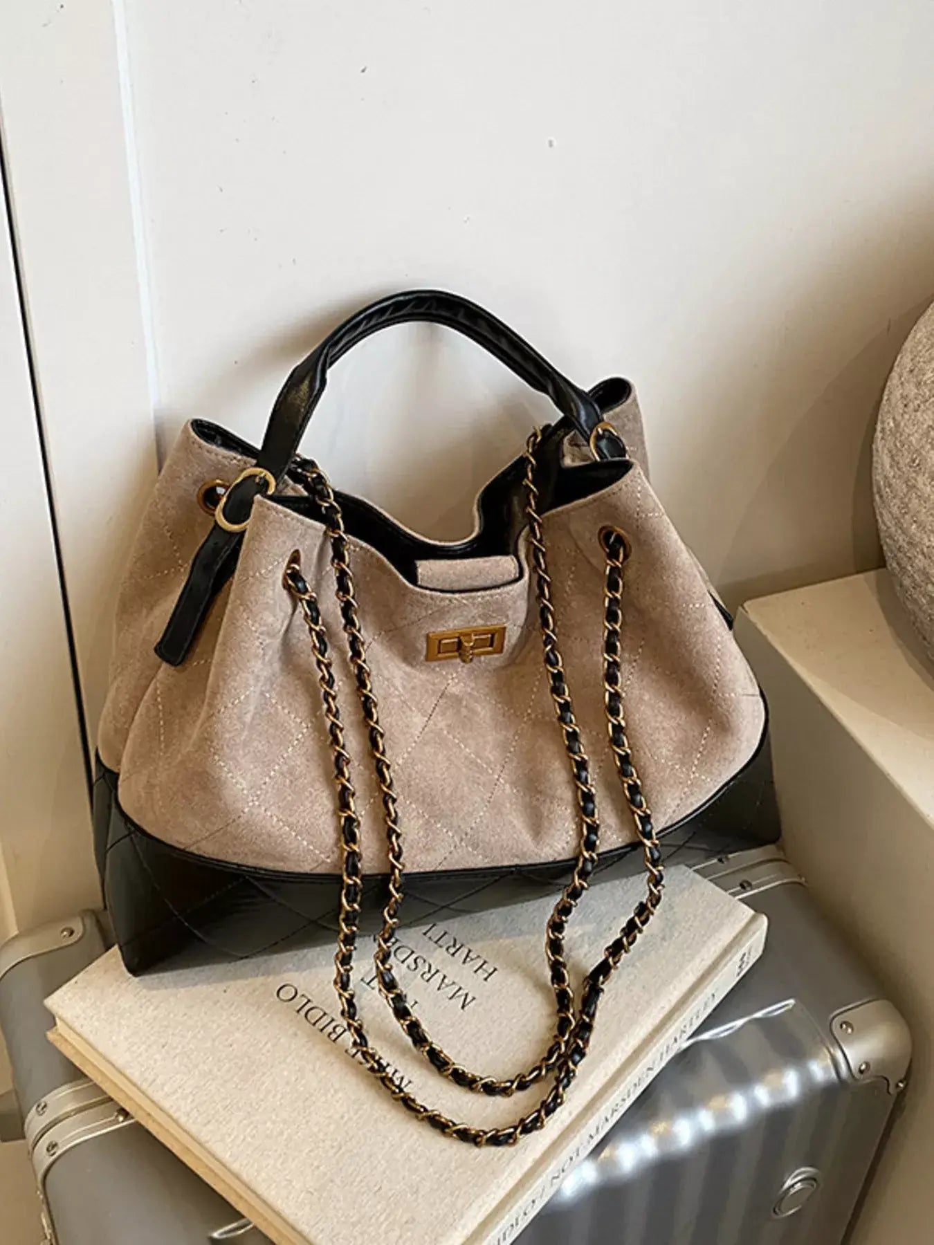 Quilted Leather Chain Strap Crossbody Bag - Trendsi - Flyclothing LLC