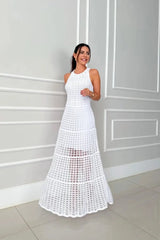 Hollowed-Out Sleeveless Maxi Dress - Trendsi - Flyclothing LLC