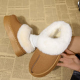 Fuzzy Trim Platform Boots - Trendsi - Flyclothing LLC