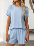 Mandy Round Neck Short Sleeve Top and Shorts Set - Trendsi