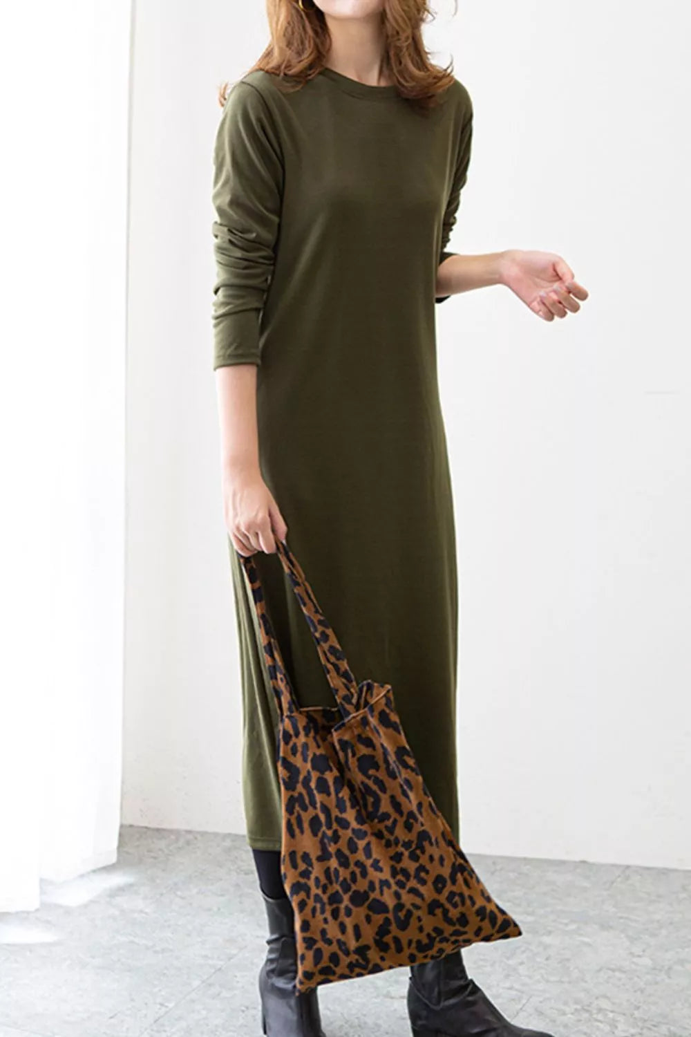 Casual Long Sleeve Midi Dress - Trendsi - Flyclothing LLC