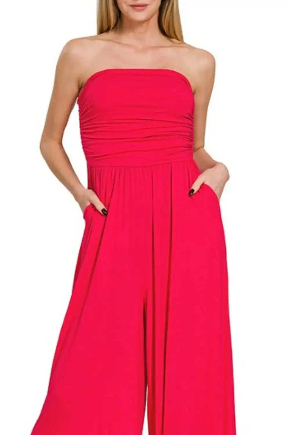 Zenana Double Layered Strapless Tube Top Jumpsuit - Trendsi - Flyclothing LLC