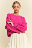 Davi & Dani Diamond Cable Pattern Drop Shoulder Sweater - Trendsi