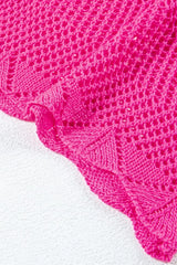 Scallop Edge Half Sleeve Pointelle Knit Top - Trendsi - Flyclothing LLC