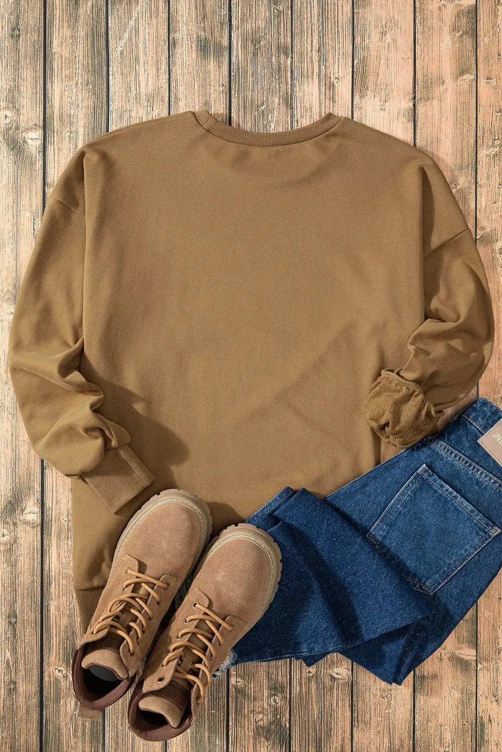 High-Low Round Neck Long Sleeve Sweatshirt - Trendsi - Flyclothing LLC