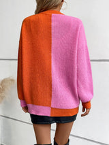 Color Block Open Front Knit Cardigan - Trendsi - Flyclothing LLC