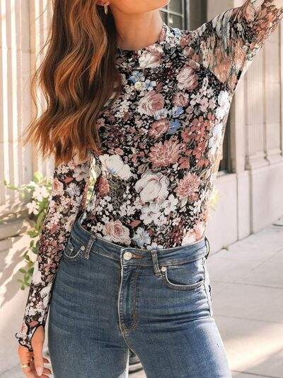 Lovelet Mock Neck Long Sleeve Top - Trendsi - Flyclothing LLC