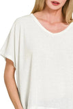 Zenana Ribbed V-Neck Short-Sleeve Knit Top - Trendsi