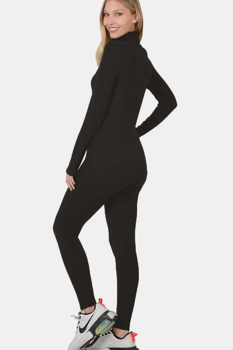 Zenana Full Size Turtleneck Top and Leggings Lounge Set - Trendsi - Flyclothing LLC