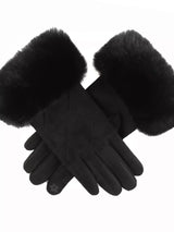 Fur Cuff Suede Gloves - Trendsi - Flyclothing LLC